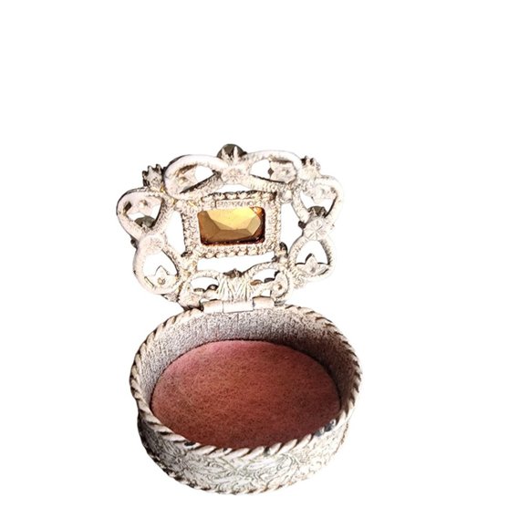 Vintage Florenza Glass & Pearl White Wash Pill Box (A4215) - Picture 4 of 6